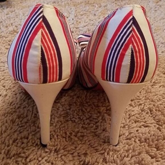 Anne Michelle Heels Shoes Peep Toe Pumps STILETTO Strip Women's WOMAN'S Size 5½ - Picture 10 of 14